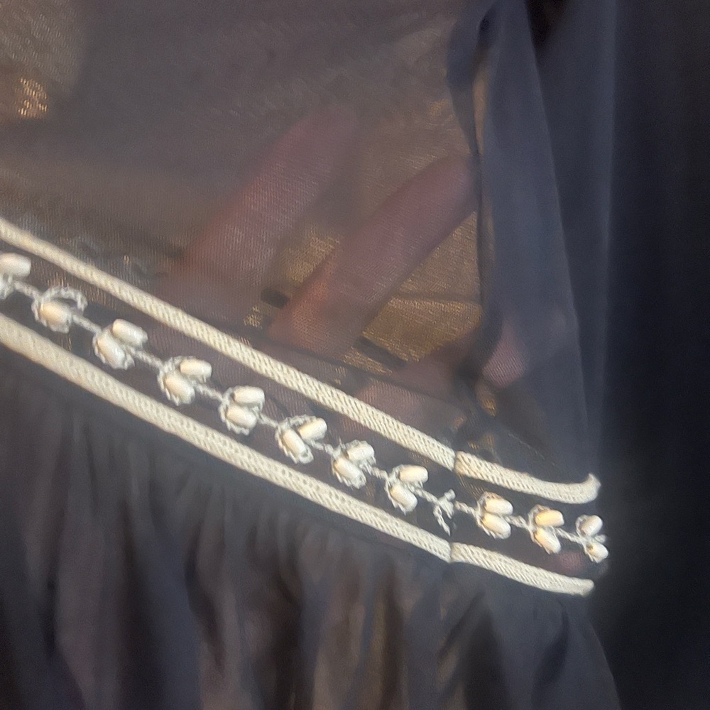 Alfani Dark Blue  and White Embellished Blouse - Picture 8 of 14